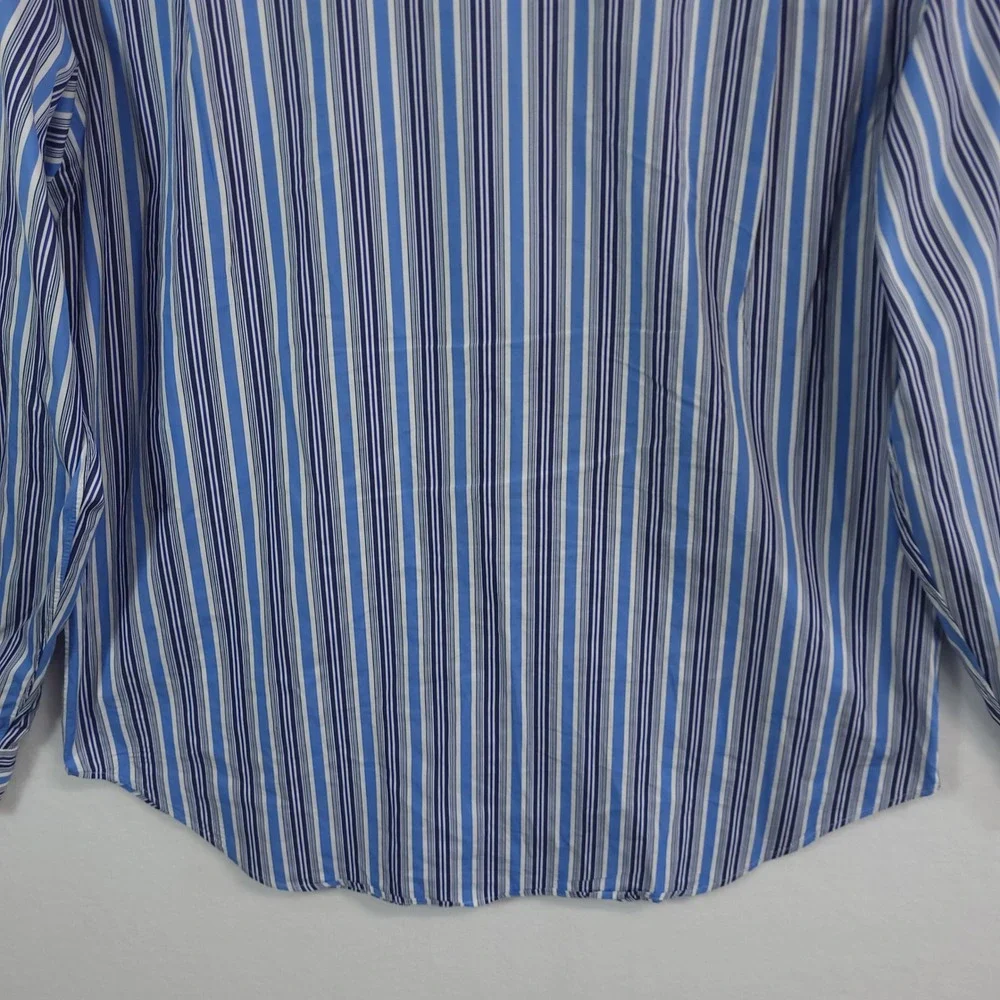 Polo Ralph Lauren Button Down Shirt Mens XXL Blue Striped Stanton Classic Fit